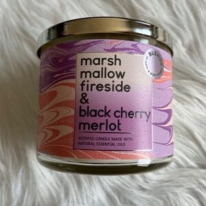 Bath and Body Works Marshmallow Fireside and Black Cherry Merlot 3-Wick Candle